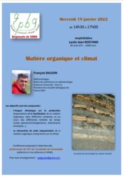 Conférence de François Baudin le 19 Janvier 2022 : Matière organique et climat